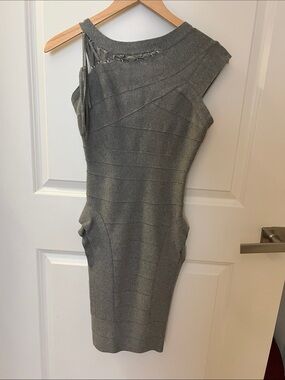 Herve Leger Gray lace up Bandage Dress